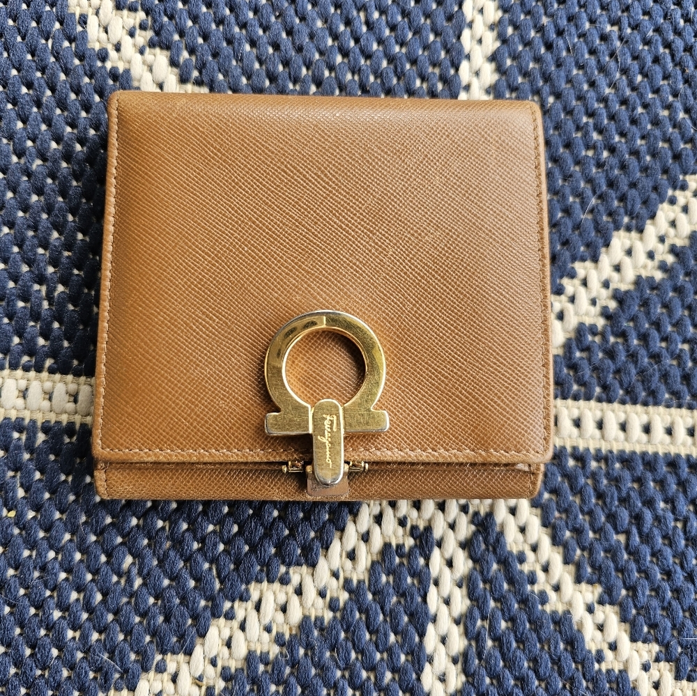 Salvatore Ferragamo Gancini Brown Leather Bifold Wallet